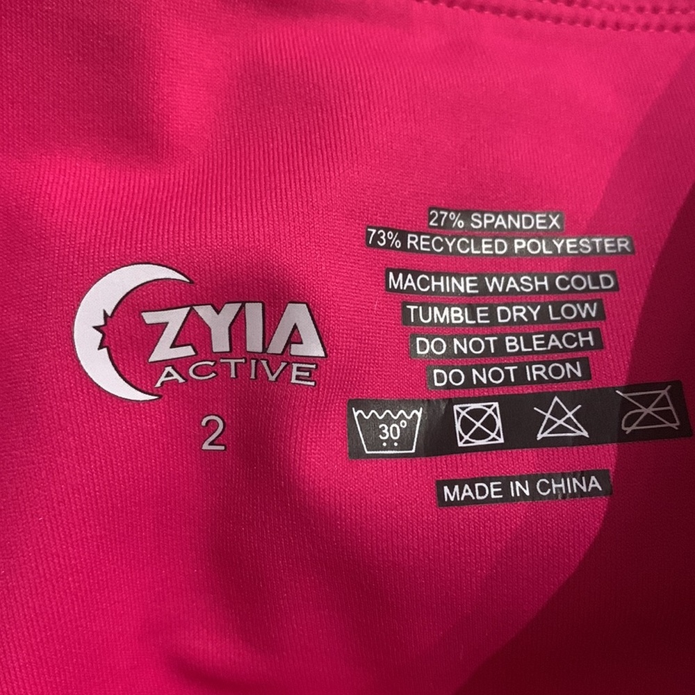 Zyia Active Party Hot Pink Light n Tight Crop Hi-Rise Leggings 17” Size 2 - Picture 7 of 7